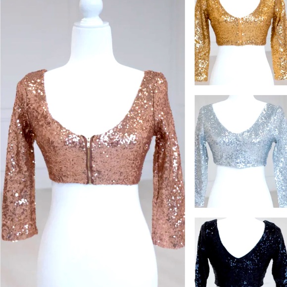 Tia bhuva sequin saree blouse XS antique rose gold - Picture 3 of 4